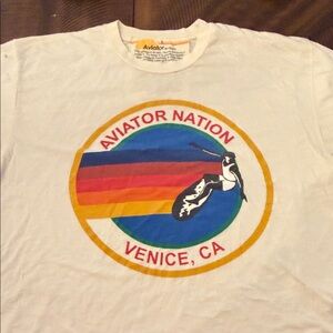 Aviator Nation White Tee with logo